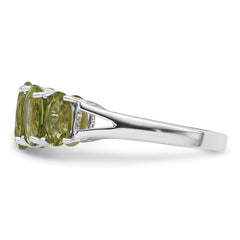 Sterling Silver Rhodium Peridot Ring - 13