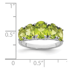 Sterling Silver Rhodium Peridot Ring - 13