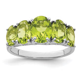 Sterling Silver Rhodium Peridot Ring - 13