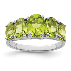 Sterling Silver Rhodium Peridot Ring - 13