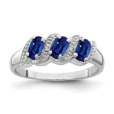 Sterling Silver Rhodium-plated Sapphire & Diamond Ring - 12