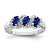 Sterling Silver Rhodium-plated Sapphire & Diamond Ring - 4