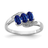 Sterling Silver Rhodium-plated Sapphire & Diamond Ring - 3