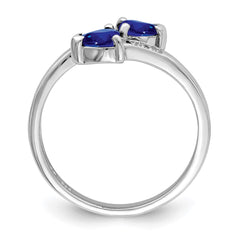 Sterling Silver Rhodium-plated Dark Sapphire & Diamond Heart Ring - 3