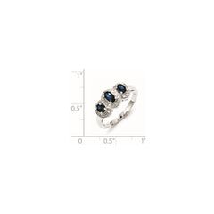 Sterling Silver Rhodium-plated Sapphire & Diamond Ring - 8