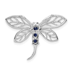 Sterling Silver Rhodium Sapphire Dragonfly Pendant
