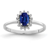 Sterling Silver Rhodium-plated Sapphire Diamond Ring - 2