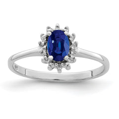Sterling Silver Rhodium-plated Sapphire Diamond Ring - 2
