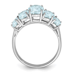 Sterling Silver Rhodium Aqua Ring - 2