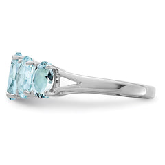 Sterling Silver Rhodium Aqua Ring - 3