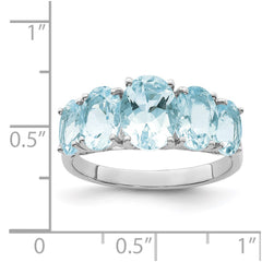 Sterling Silver Rhodium Aqua Ring - 3