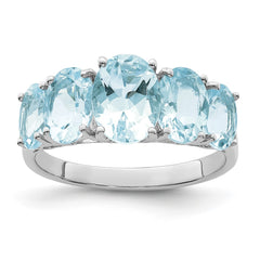 Sterling Silver Rhodium Aqua Ring - 2