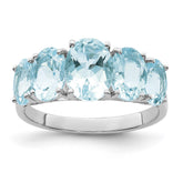 Sterling Silver Rhodium Aqua Ring - 3