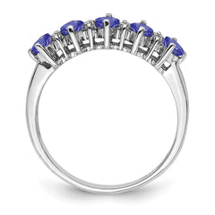 Sterling Silver Rhodium Tanzanite & Diam. Ring - 5