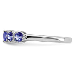 Sterling Silver Rhodium Tanzanite & Diam. Ring - 5
