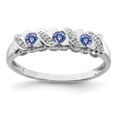 Sterling Silver Rhodium Tanzanite & Diam. Ring - 6