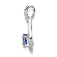 Sterling Silver Rhodium-plated Tanzanite & Diamond Pendant - 6