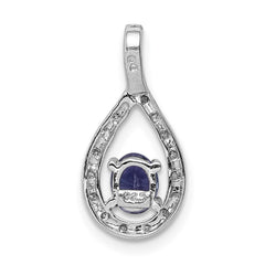 Sterling Silver Rhodium-plated Tanzanite & Diamond Pendant - 6