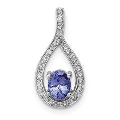 Sterling Silver Rhodium-plated Tanzanite & Diamond Pendant - 6