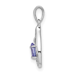 Sterling Silver Rhodium-plated Tanzanite & Diamond Pendant - 3