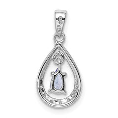 Sterling Silver Rhodium-plated Tanzanite & Diamond Pendant - 3