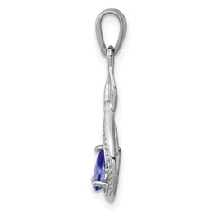 Sterling Silver Rhodium-plated Tanzanite & Diamond Pendant - 5