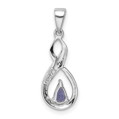 Sterling Silver Rhodium-plated Tanzanite & Diamond Pendant - 5