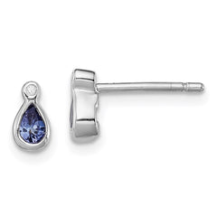 Sterling Silver Rhodium-plated Tanzanite & Diamond Earrings - 2