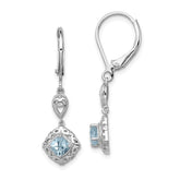 Sterling Silver Rhodium-plated Aquamarine Lever Back Earrings - 2