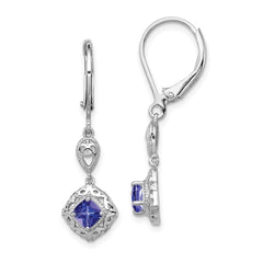 Sterling Silver Rhodium-plated Tanzanite Lever Back Earrings - 2
