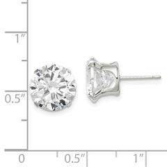 Sterling Silver 10mm Round Snap Set CZ Stud Earrings