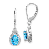 Sterling Silver Rhodium-plated Diamond and Blue Topaz Earrings - 3