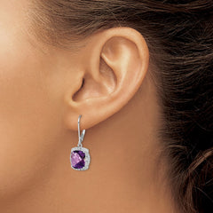 Sterling Silver Rhodium-plated Diamond and Amethyst Earrings - 5