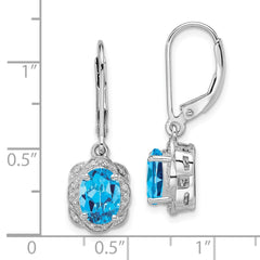 Sterling Silver Rhodium-plated Diamond and Blue Topaz Earrings - 5