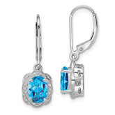 Sterling Silver Rhodium-plated Diamond and Blue Topaz Earrings - 5
