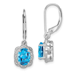 Sterling Silver Rhodium-plated Diamond and Blue Topaz Earrings - 5