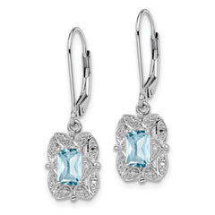 Sterling Silver Rhodium-plated Diamond and Blue Topaz Earrings - 4