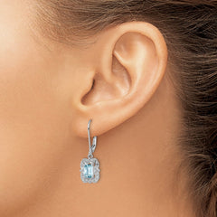 Sterling Silver Rhodium-plated Diamond and Blue Topaz Earrings - 4