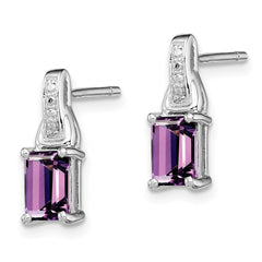 Sterling Silver Rhodium-plated Diamond and Amethyst Earrings - 6