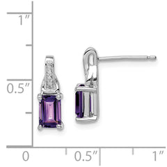 Sterling Silver Rhodium-plated Diamond and Amethyst Earrings - 6