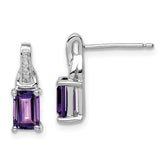Sterling Silver Rhodium-plated Diamond and Amethyst Earrings - 6