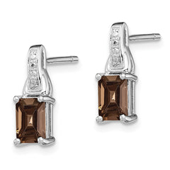 Sterling Silver Rhodium-plated Diamond and Smoky Quartz Earrings - 3