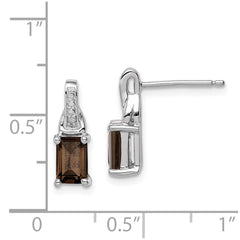 Sterling Silver Rhodium-plated Diamond and Smoky Quartz Earrings - 3