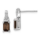 Sterling Silver Rhodium-plated Diamond and Smoky Quartz Earrings - 3