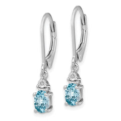 Sterling Silver Rhodium-plated Diamond and Blue Topaz Earrings - 2