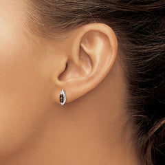 Sterling Silver Rhodium-plated Diamond and Smoky Quartz Earrings - 2