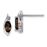 Sterling Silver Rhodium-plated Diamond and Smoky Quartz Earrings - 2