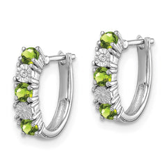 Sterling Silver Rhodium-plated Peridot and Diamond Earrings - 3