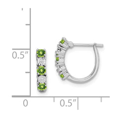 Sterling Silver Rhodium-plated Peridot and Diamond Earrings - 3