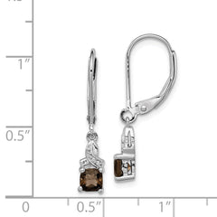 Sterling Silver Rhodium-plated Smoky Quartz and Diamond Earrings - 2